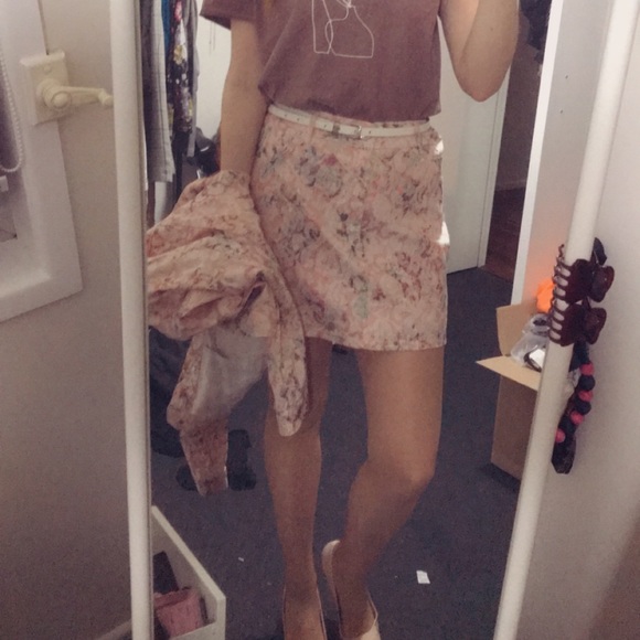 Topshop pink floral denim coordinating denim jean skirt jacket set - Picture 12 of 13